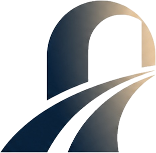 ONWARD arch and forward moving pathway logo